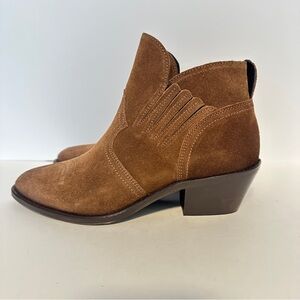 NEW Allsaints Weiz Brown Suede Western Style Womens Ankle Booties, Sz 7 / 37
